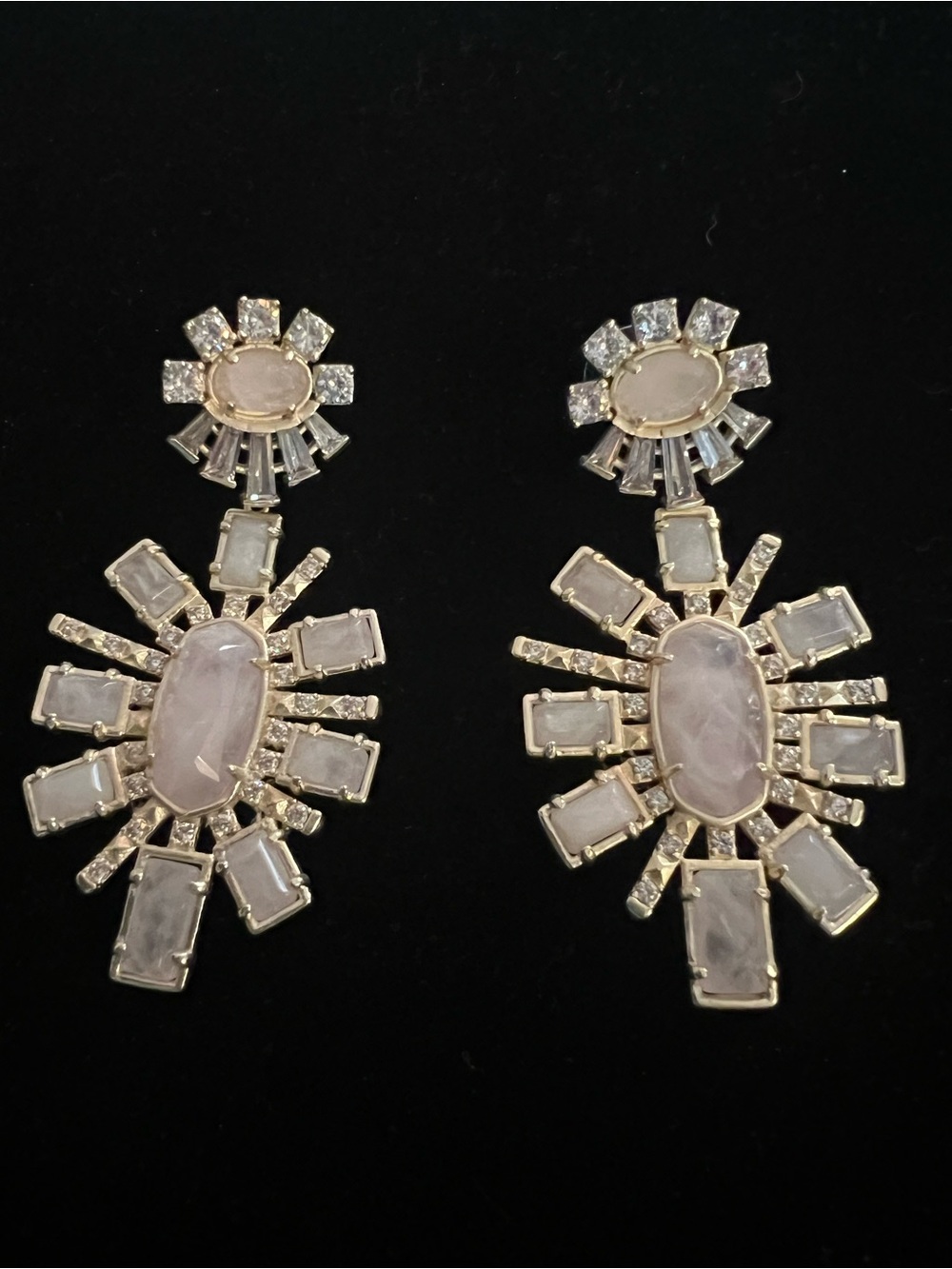Kendra Scott Statement Rose Quartz and Crystal Drop Earrings